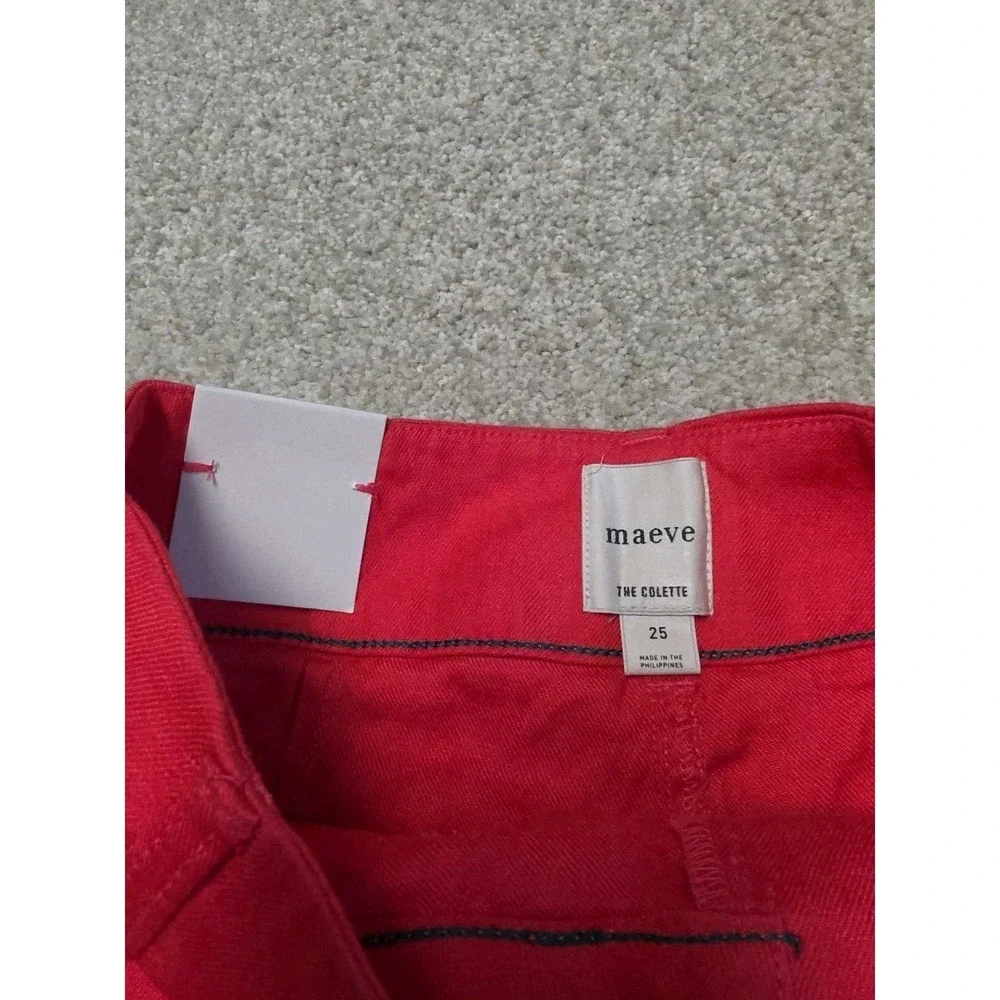 Anthropologie Maeve The Colette Cropped Linen‎ Wide-Leg Pants Pink Sz 25 NWT